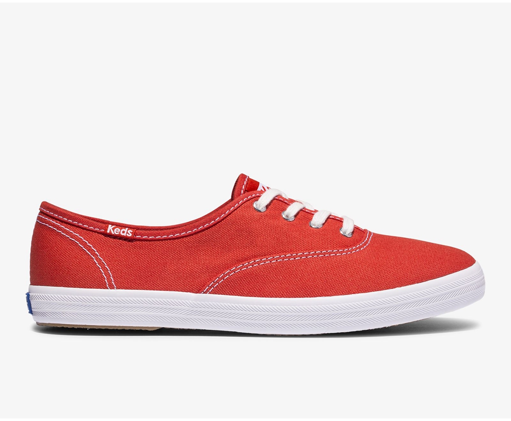 Keds Sneaker Damen Rot - Champion Organic Cotton Segeltuch - SGQ-637815